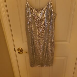 Lulu's Shimmering Silver Sequin Dress